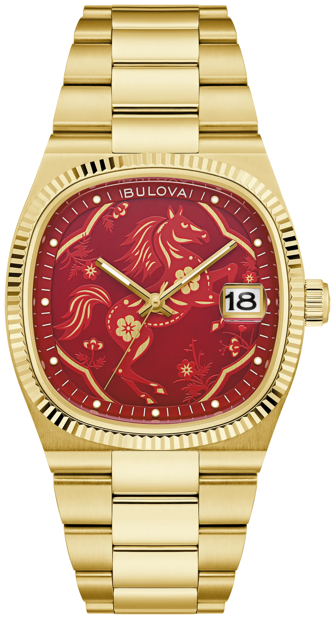 Red Dial Stainless Steel Bracelet Super Seville 97B242 | Bulova